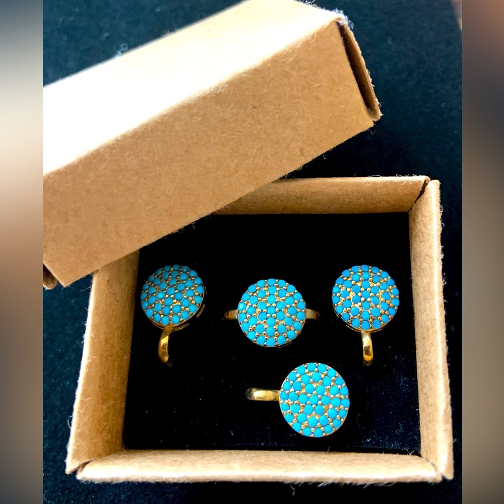 【Turkish handmade jewelry set】925 Sterling Silver Gemstone Turkish Turquoise